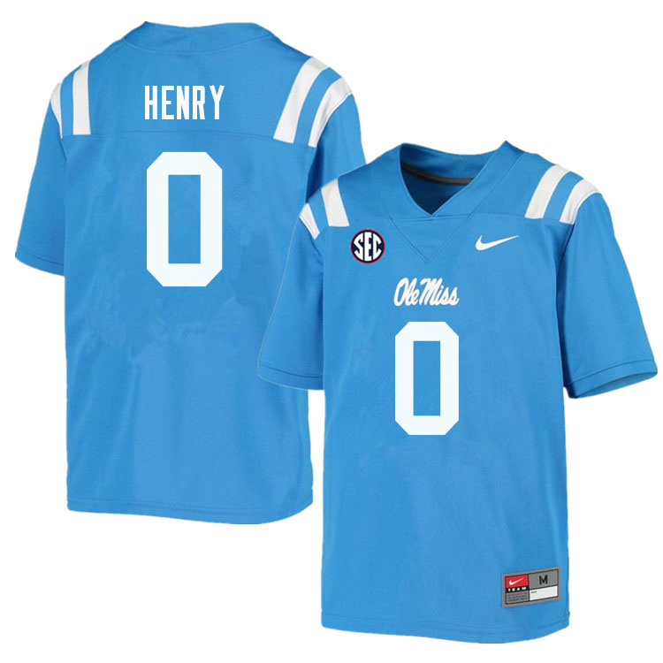 Lakia Henry Ole Miss Rebels NCAA Men's Powder Blue #0 Stitched Limited College Football Jersey MKJ3158VD